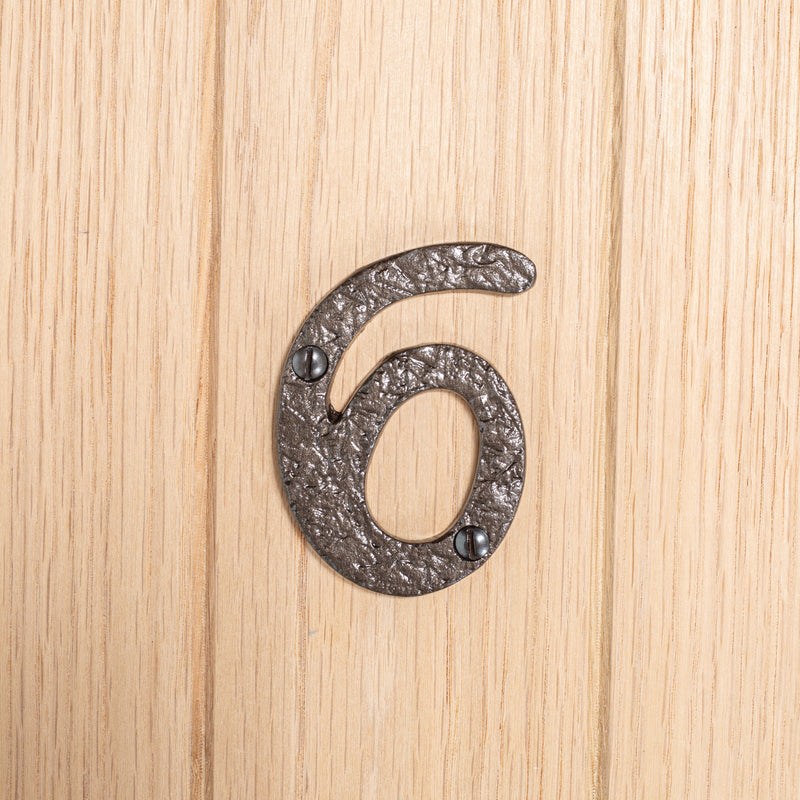 Number 6 Black 80mm Rustic Iron House Number - By Hammer & Tongs