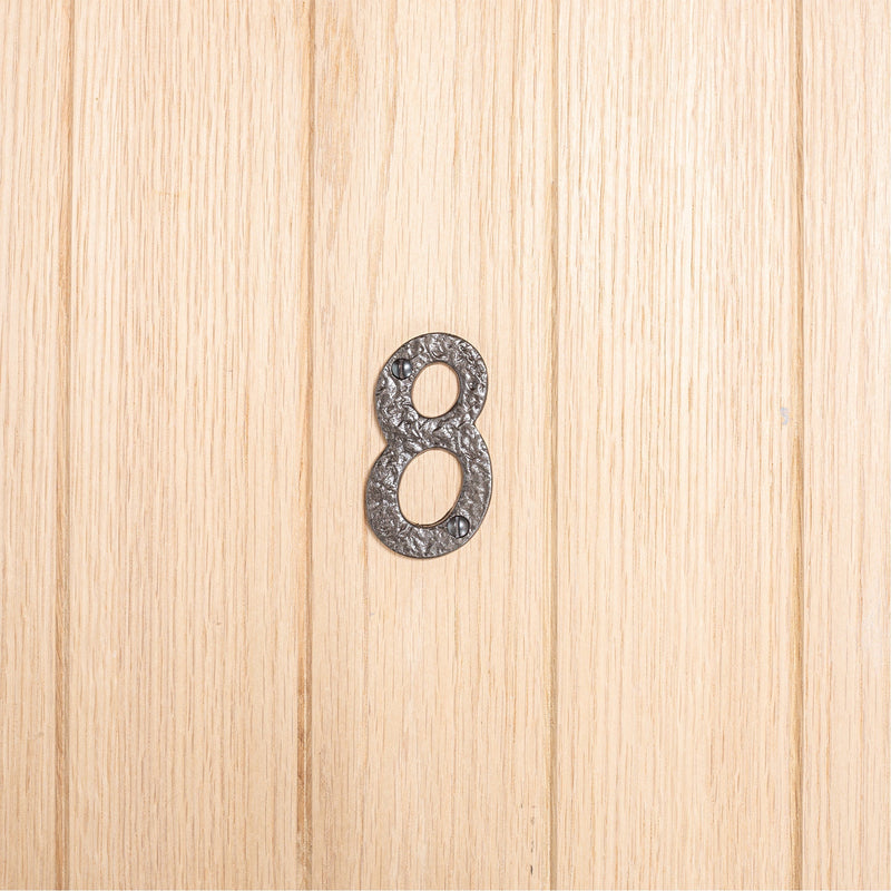 Number 8 Black 80mm Rustic Iron House Number - By Hammer & Tongs