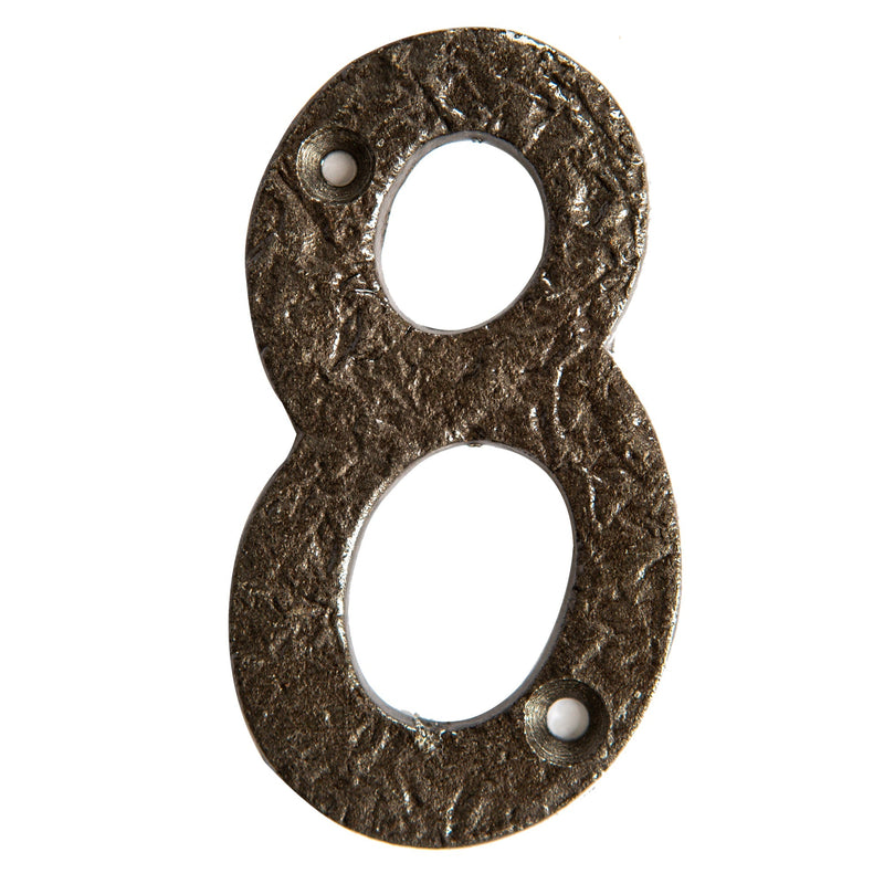 Number 8 80mm Rustic Cast Iron House Number - By Hammer & Tongs