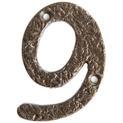 Number 9 80mm Rustic Cast Iron House Number