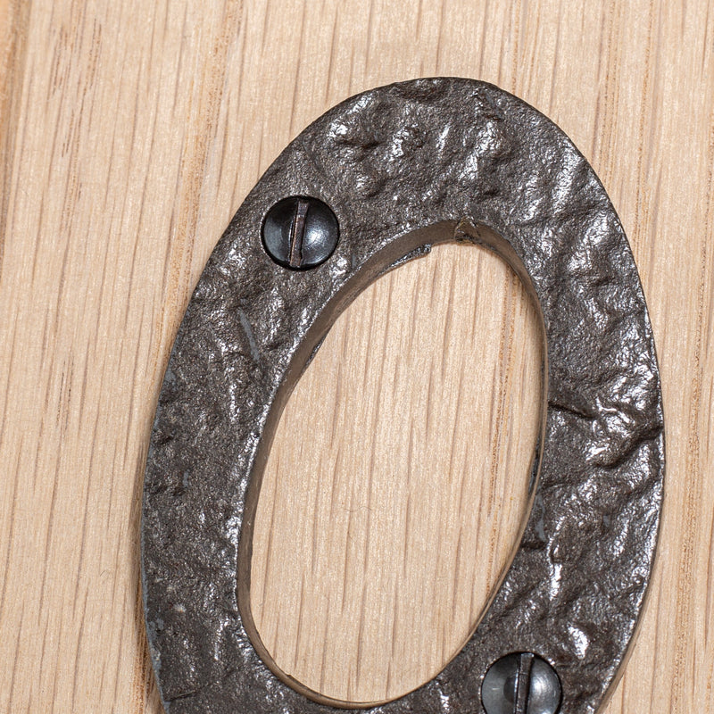 Number 0 Black 80mm Rustic Iron House Number - By Hammer & Tongs