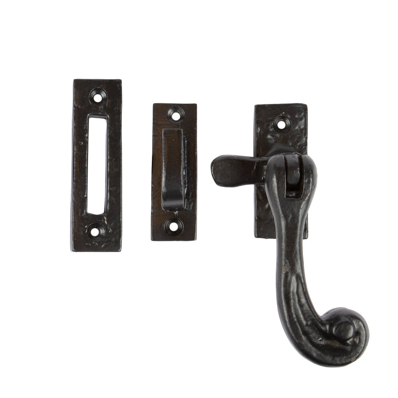 90mm Right Hand Black Rustic Window Fastener - By Hammer & Tongs
