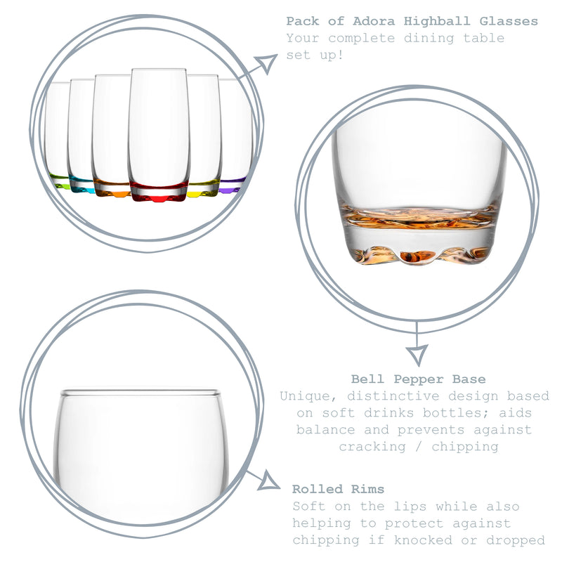 390ml Multicolour Adora Highball Glass - By LAV