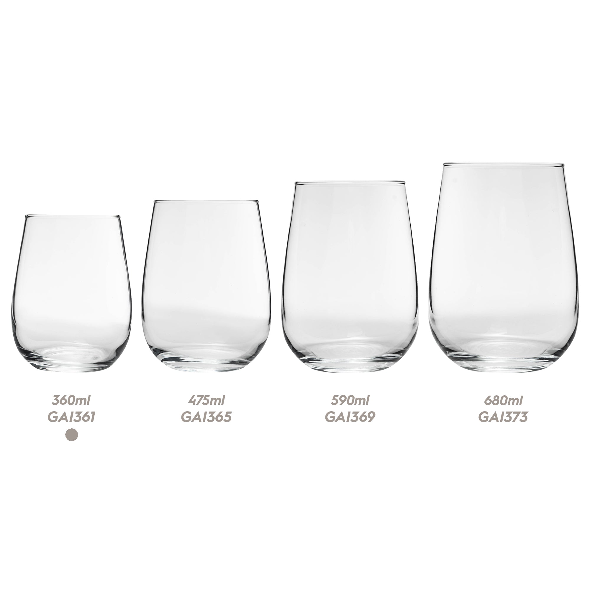 360ml Gaia Stemless White Wine Glass