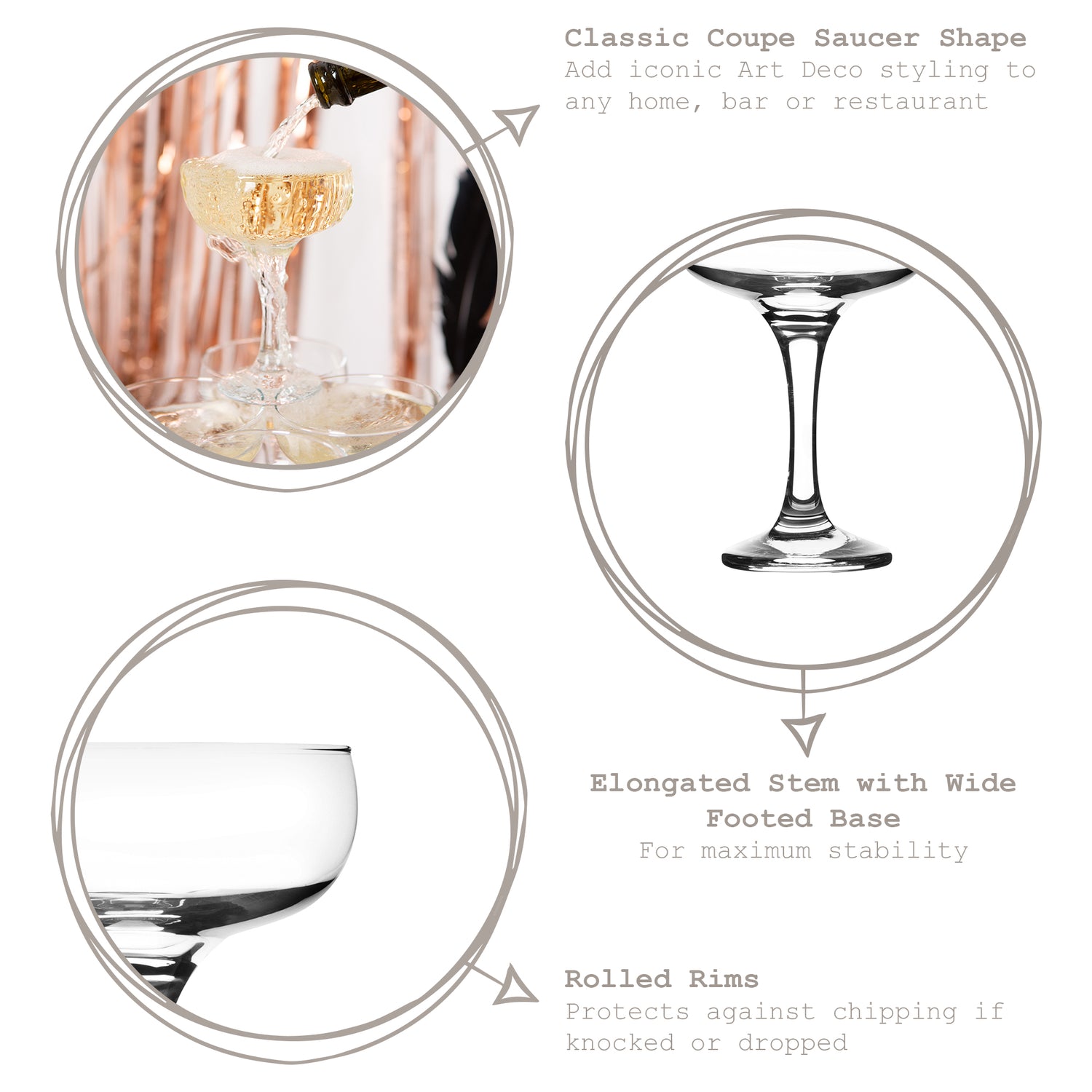 Rink Drink Vintage Glass Champagne Coupe Saucer - 235ml