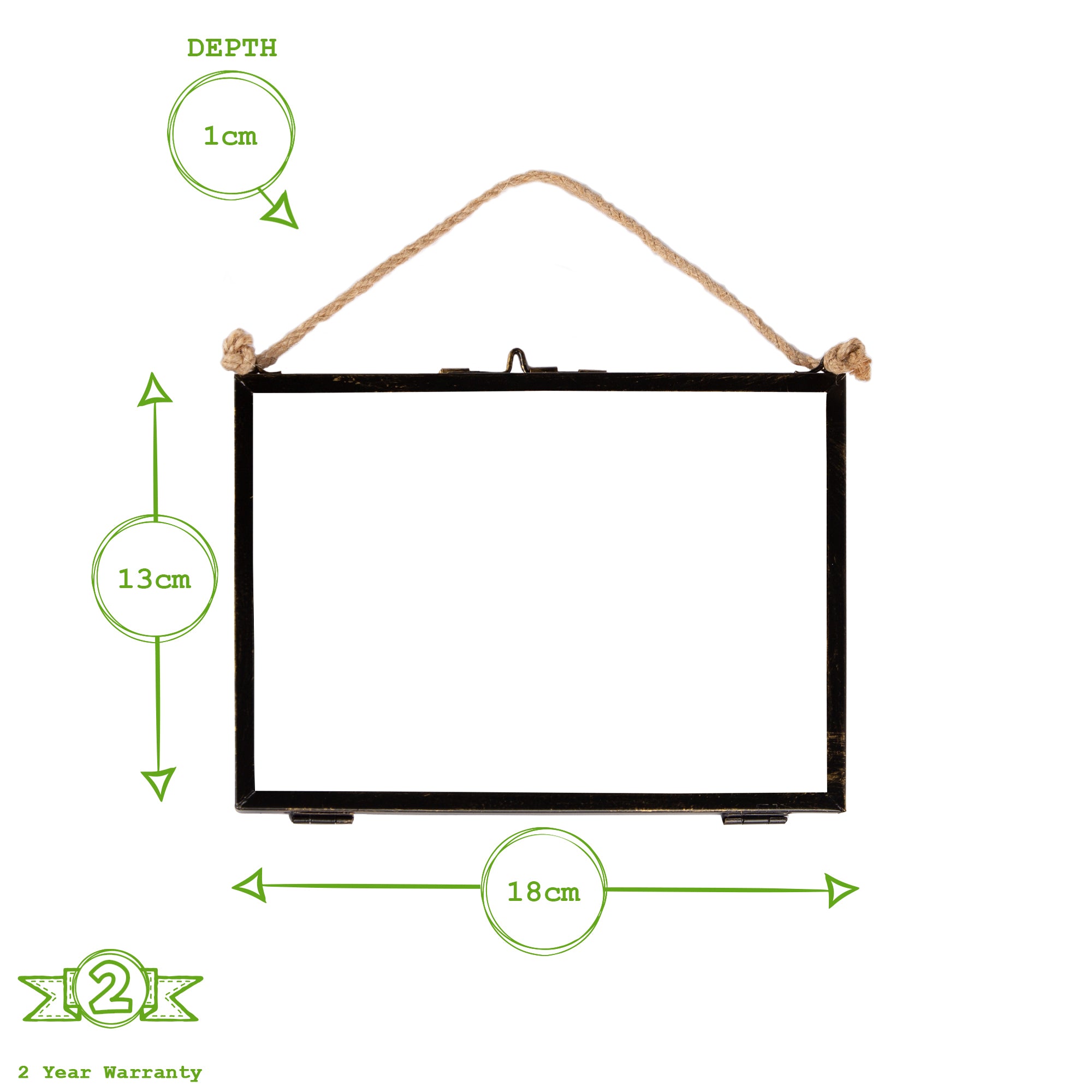 7&quot; x 5&quot; Black Hanging Metal Photo Frame - by Nicola Spring