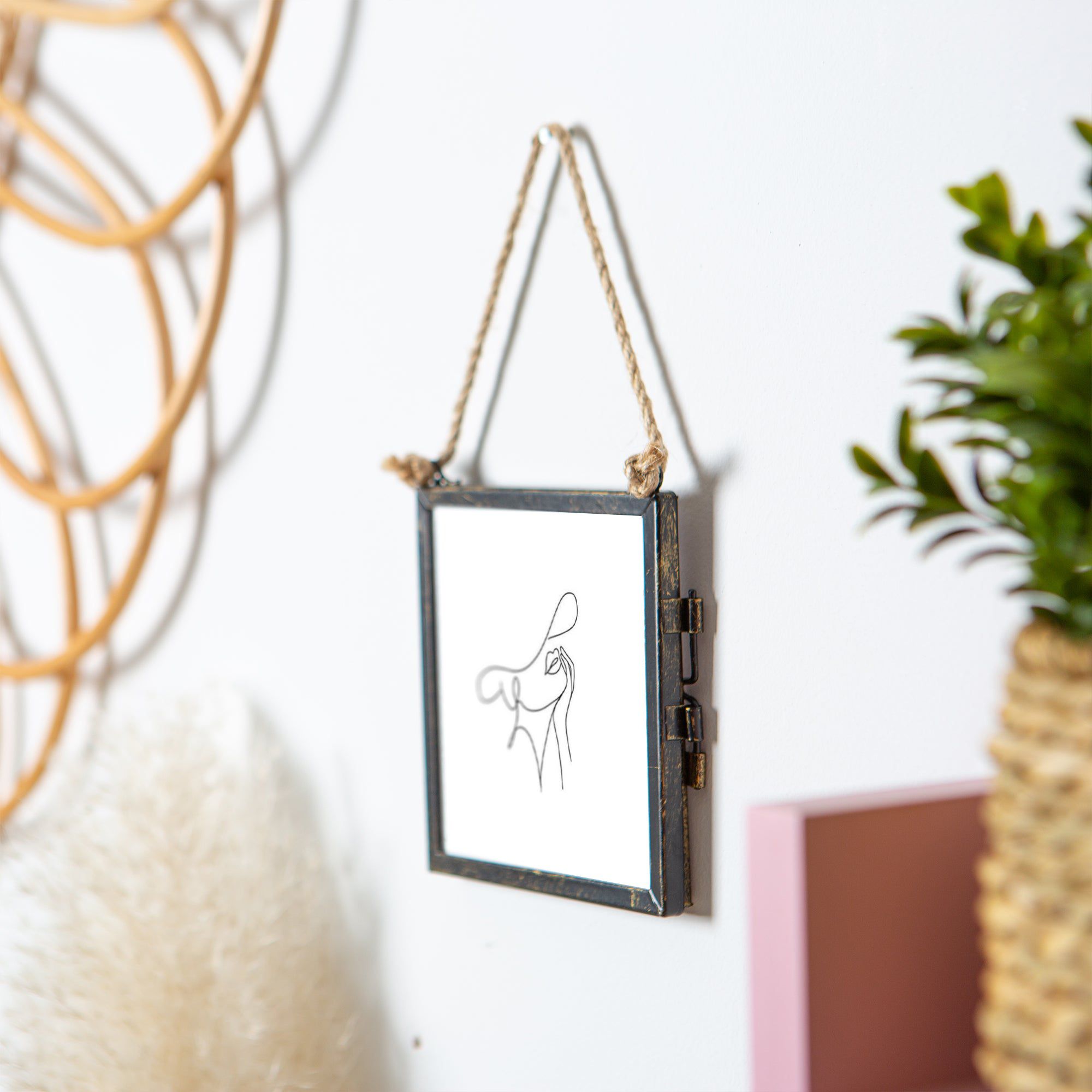 4&quot; x 4&quot; Black Hanging Metal Photo Frame - by Nicola Spring