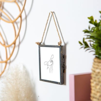 4&quot; x 4&quot; Black Hanging Metal Photo Frame - by Nicola Spring