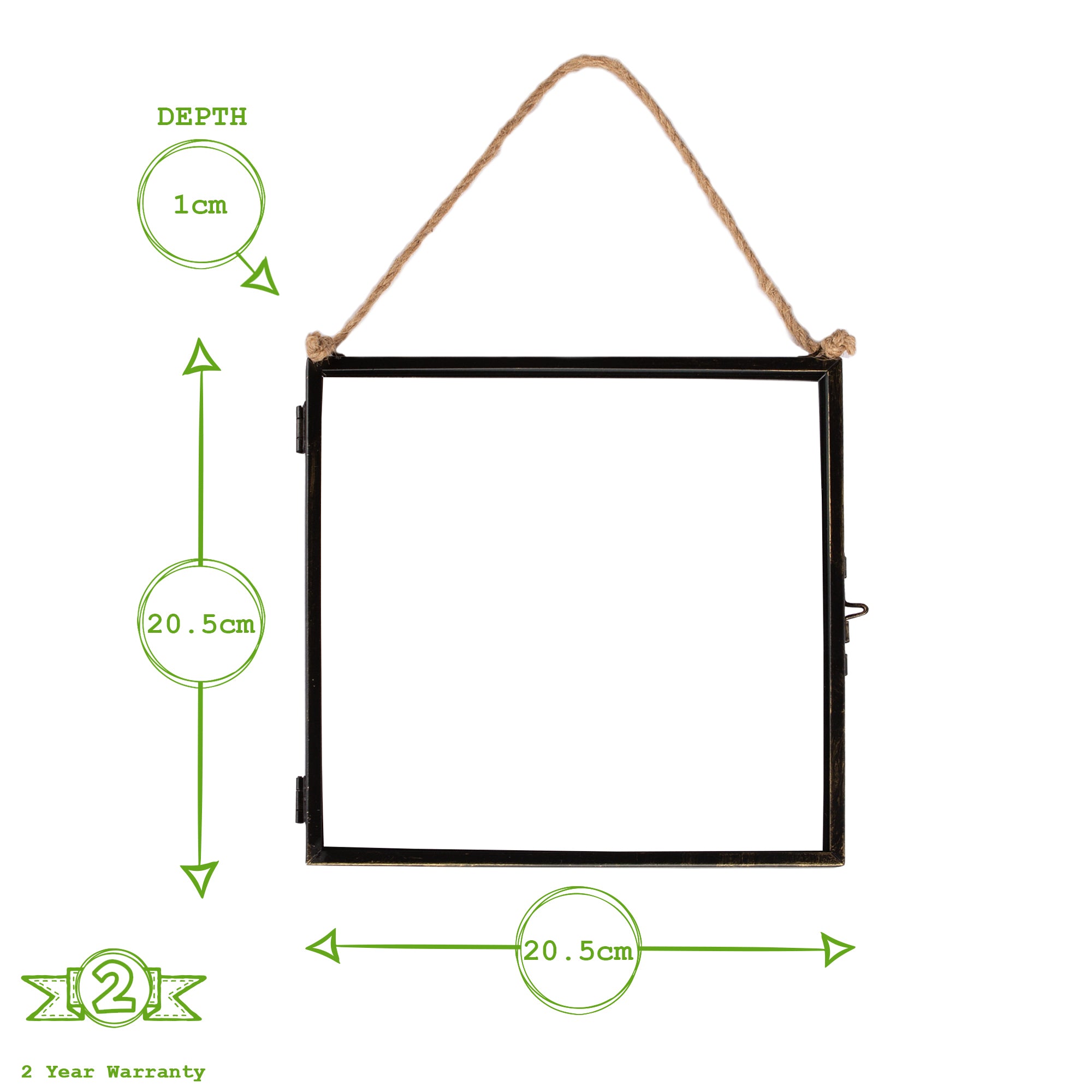 8&quot; x 8&quot; Black Hanging Metal Photo Frame - by Nicola Spring