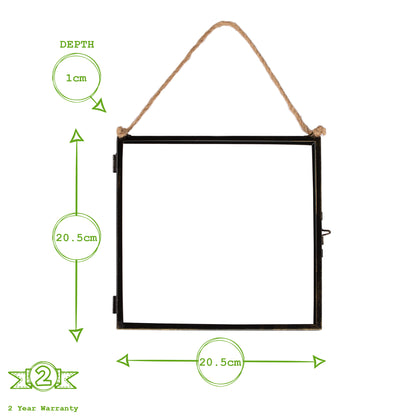 8&quot; x 8&quot; Black Hanging Metal Photo Frame - by Nicola Spring