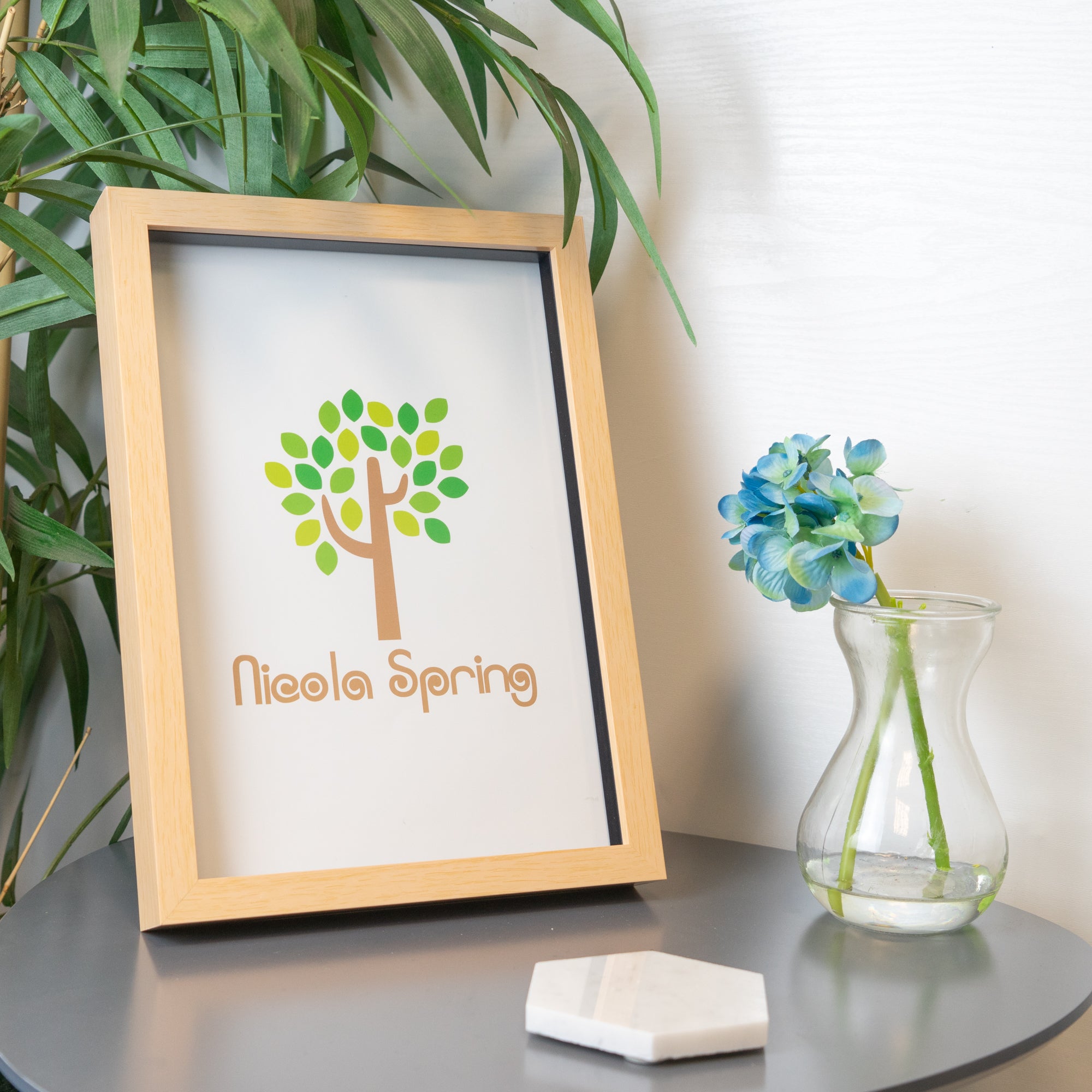 Nicola Spring Acrylic Box Photo Frame - Light Wood - 8 x 12 (A4)