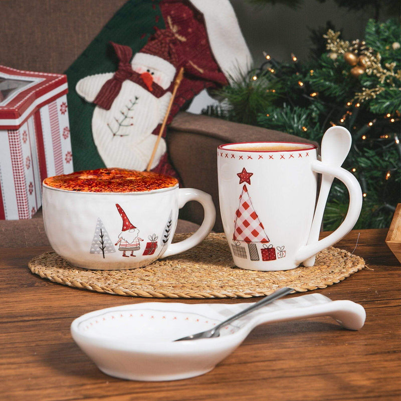Nicola Spring 2 Piece Christmas Mug and Spoon Set - 13cm - Patchwork