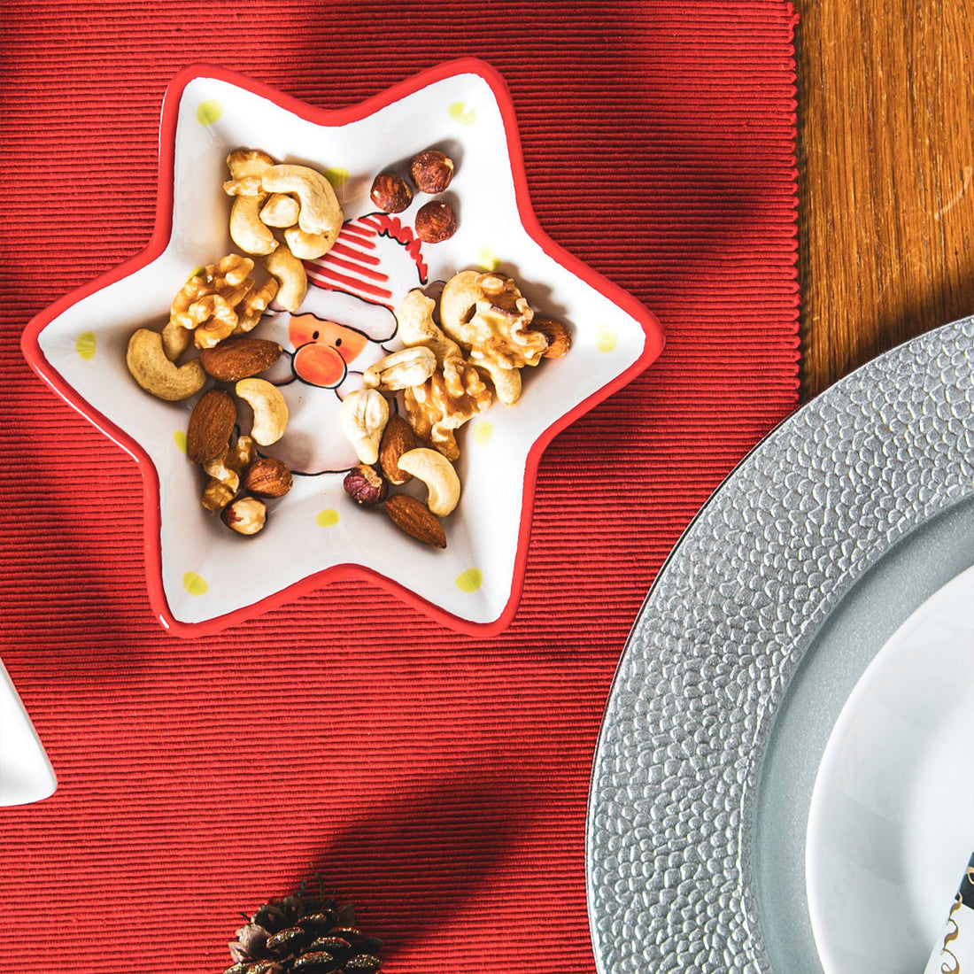 Father Christmas Stoneware Star Serving Plate - 18cm