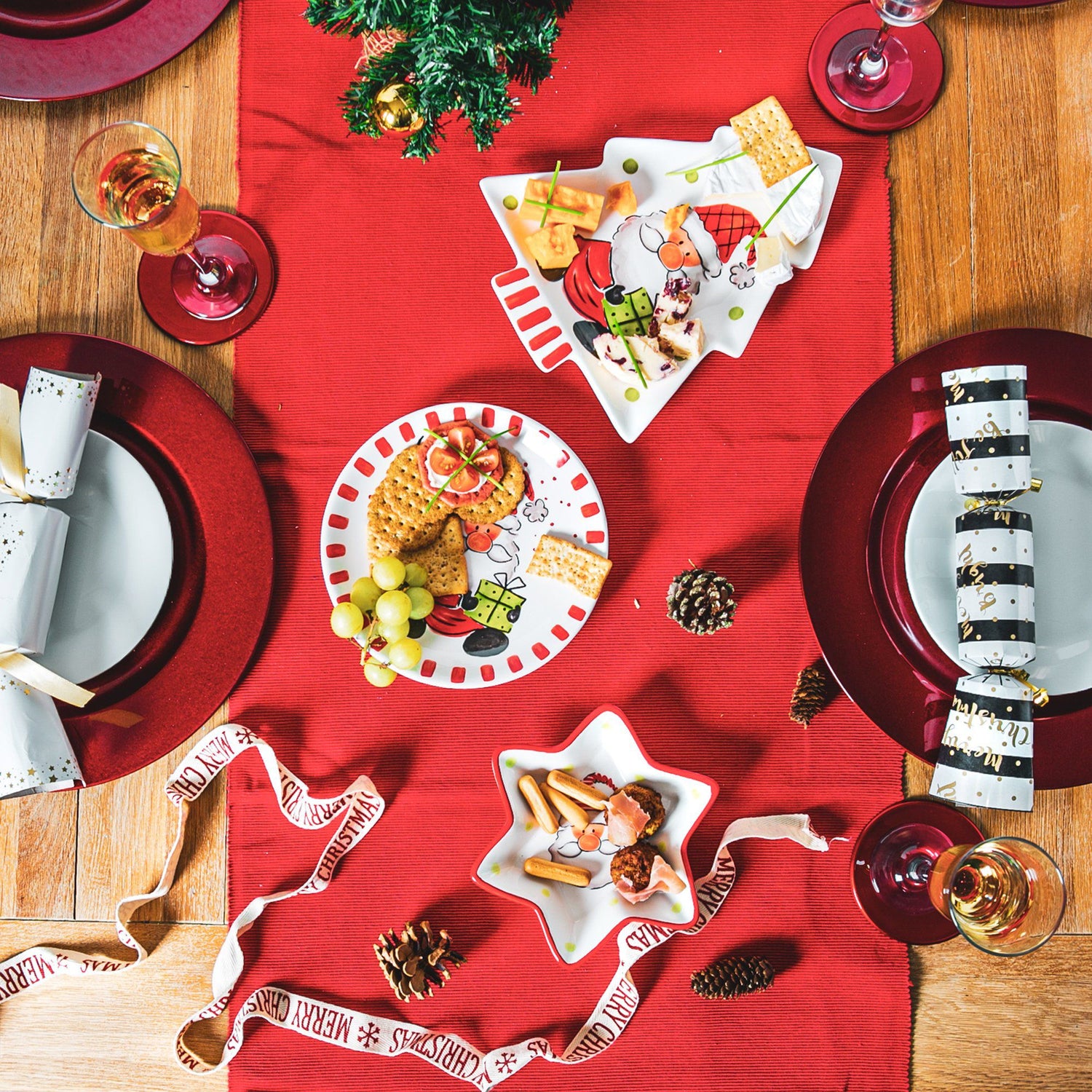 Father Christmas Stoneware Star Serving Plate - 18cm