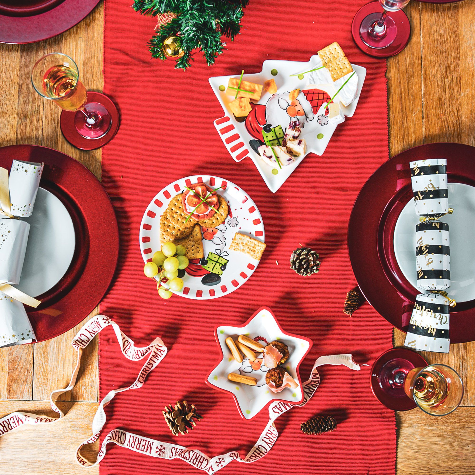 Father Christmas Stoneware Star Serving Plate - 18cm