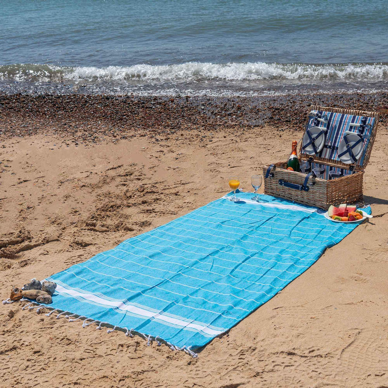 Nicola Spring Turkish Beach Towel - Light Blue