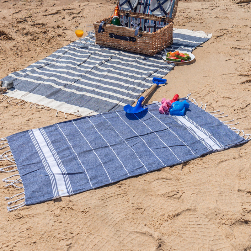 Nicola Spring 100 x 60cm Turkish Cotton Beach Towel - Navy