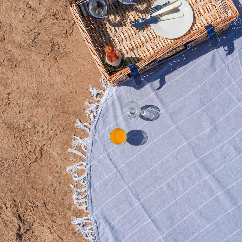 Nicola Spring Round Turkish Beach Towel - Grey