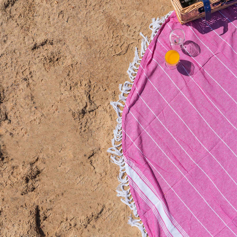 Nicola Spring Round Turkish Beach Towel - Pink