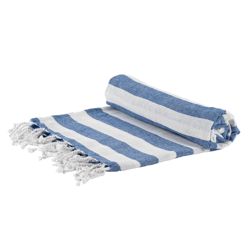 Nicola Spring 170 x 90cm Turkish Cotton Beach Towel - Blue Stripe
