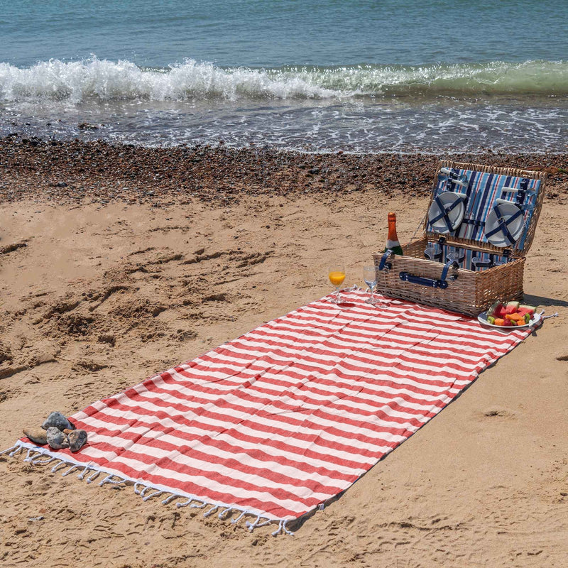 Nicola Spring 170 x 90cm Turkish Cotton Beach Towel - Red Stripe