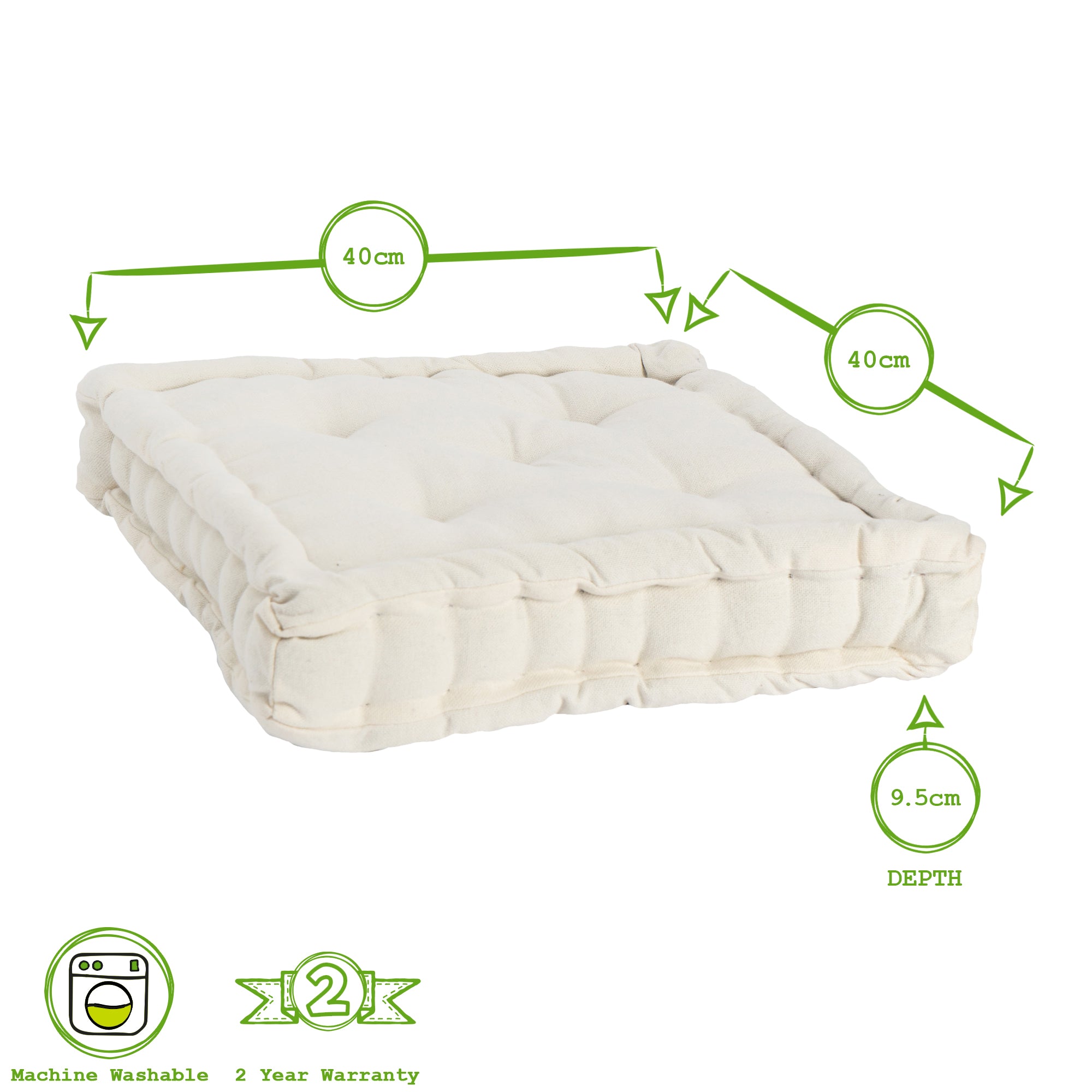 Nicola Spring French Mattress Dining Chair Cushion - Cream