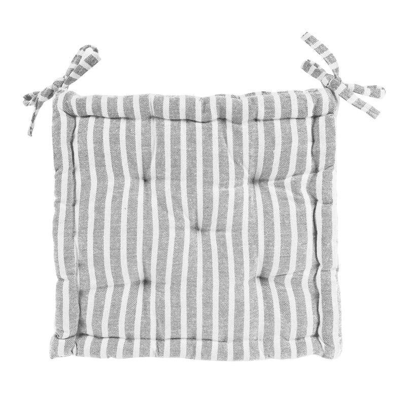Nicola Spring French Mattress Dining Chair Cushion - Grey Stripe