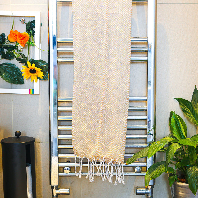 Nicola Spring Turkish Cotton Towel - Diamond - Beige