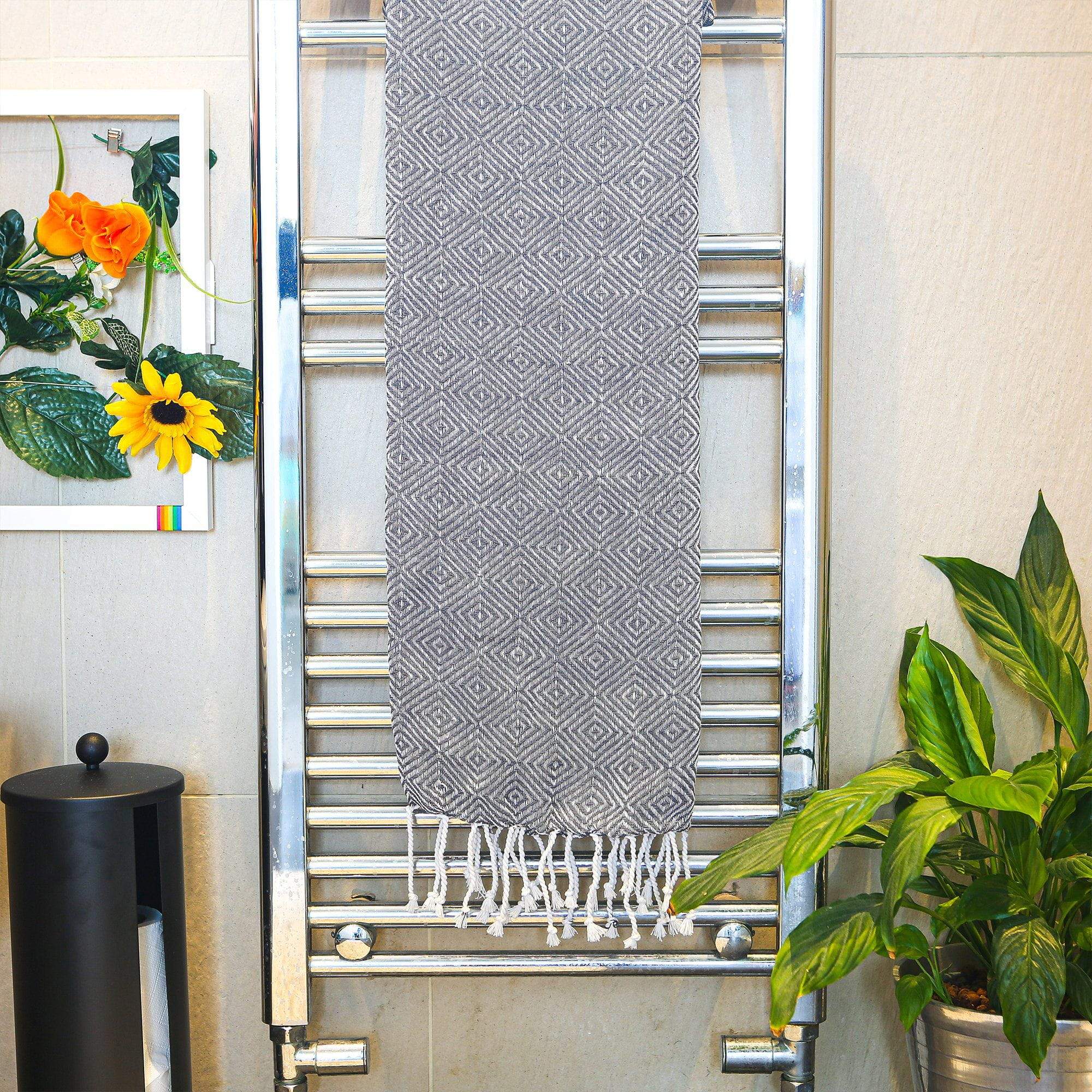 Nicola Spring Turkish Cotton Towel - Diamond - Dark Grey