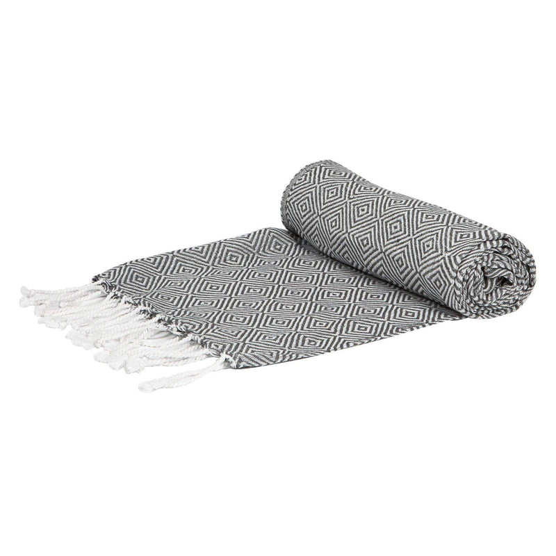 Nicola Spring Turkish Cotton Towel - Diamond - Dark Grey