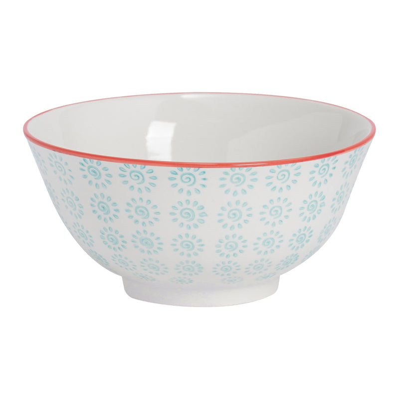 Nicola Spring Patterned Cereal Bowl - 152mm - Turquoise and Red