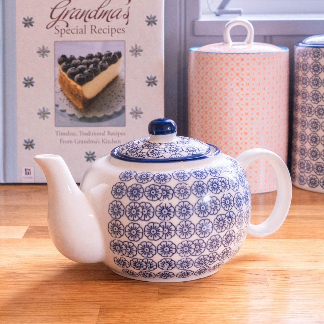 Nicola Spring Patterned Porcelain Teapot - Blue Flower