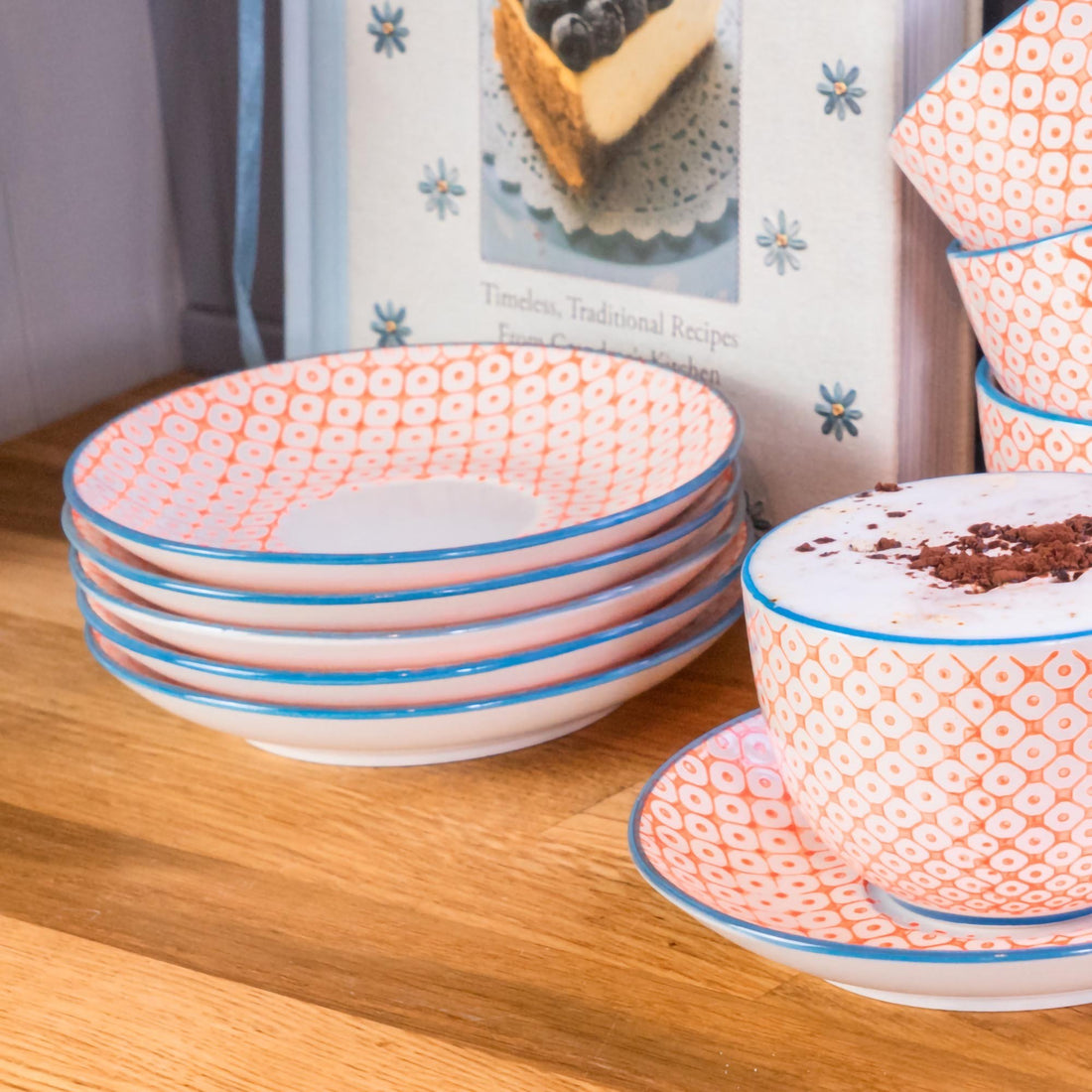 Nicola Spring Patterned Porcelain Saucer - Orange