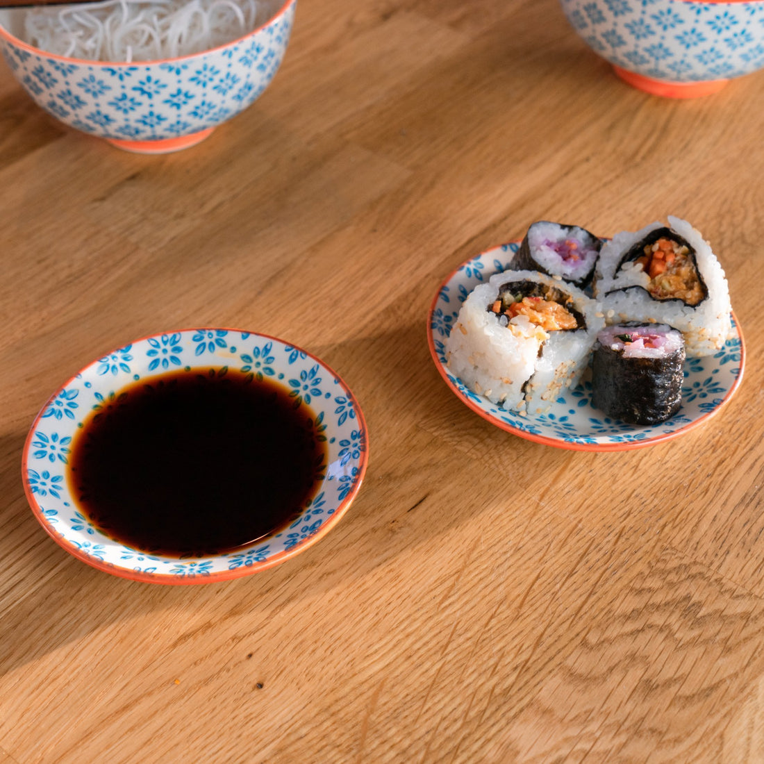 Nicola Spring Bright Blue Flower Soy Sauce Dipping Saucer