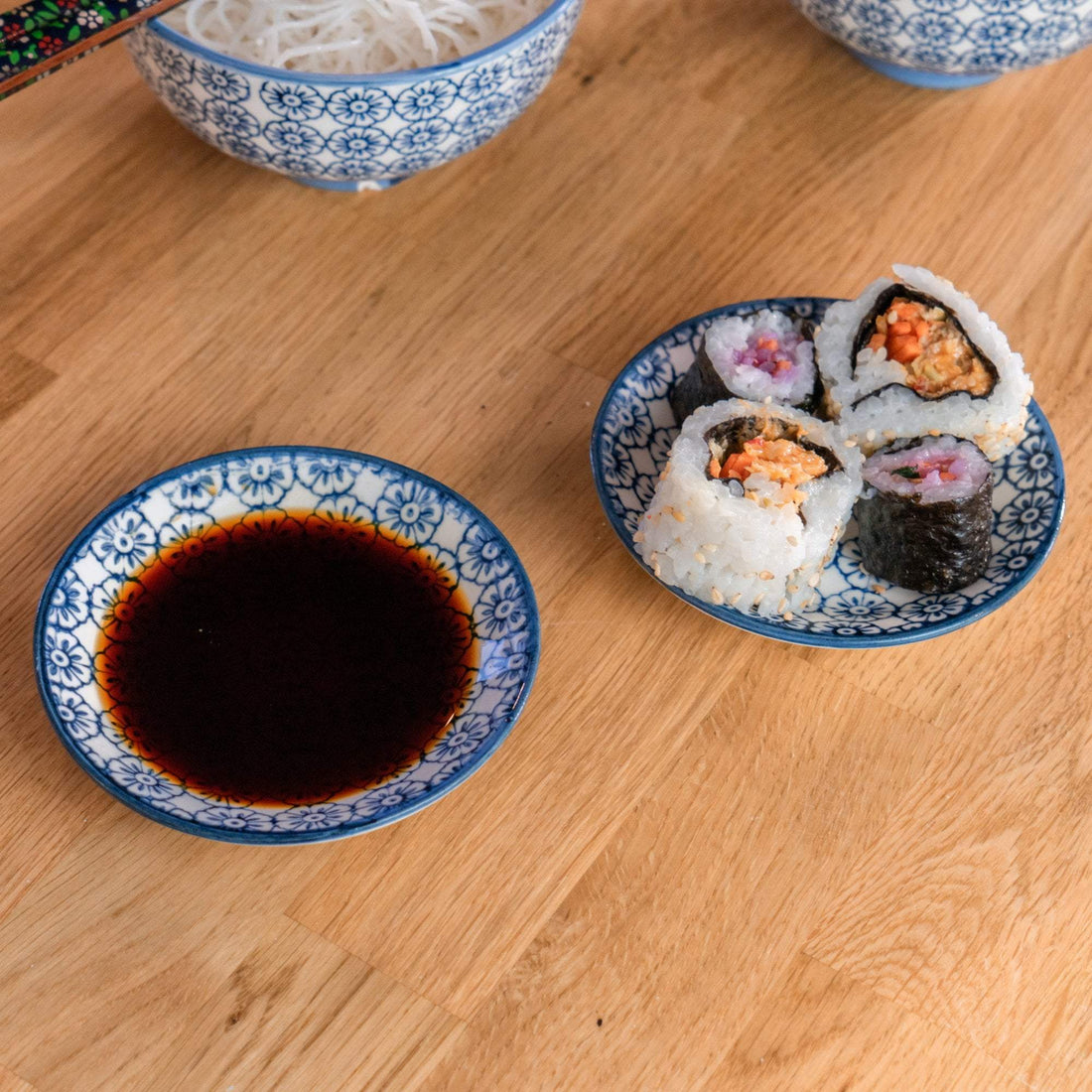 Nicola Spring Dark Blue Flower Soy Sauce Dipping Saucer