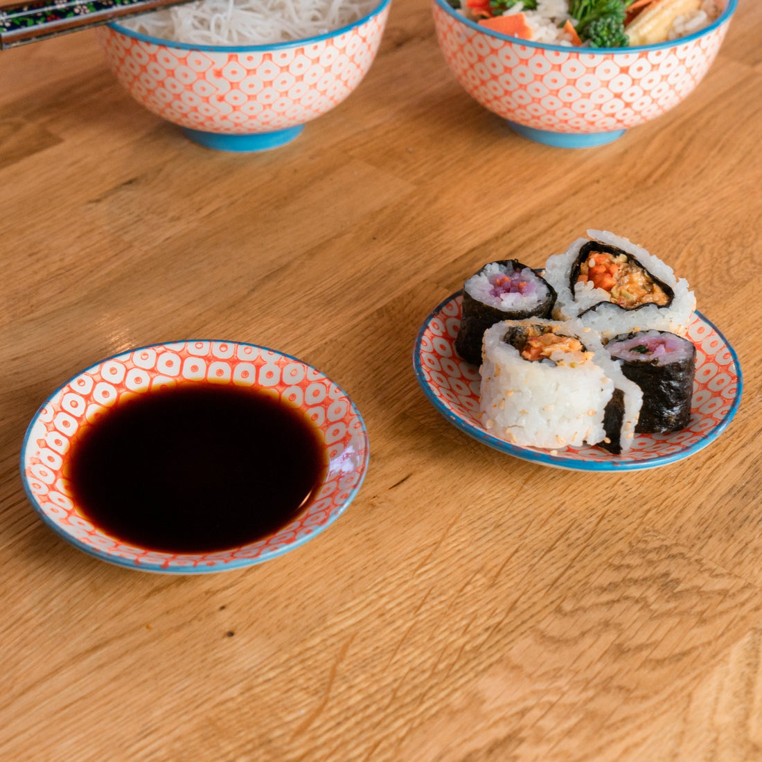 Nicola Spring Orange and Blue Soy Sauce Dipping Saucer