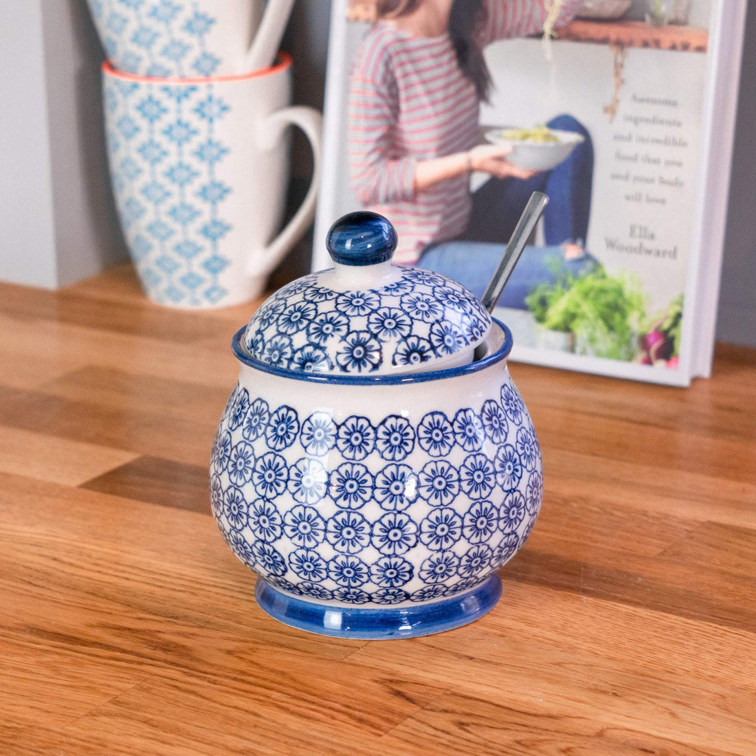 Nicola Spring Patterned Sugar Bowl - Blue Flower