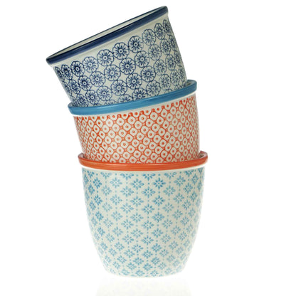 Nicola Spring Patterned Garden Plant Pot - Orange and Blue