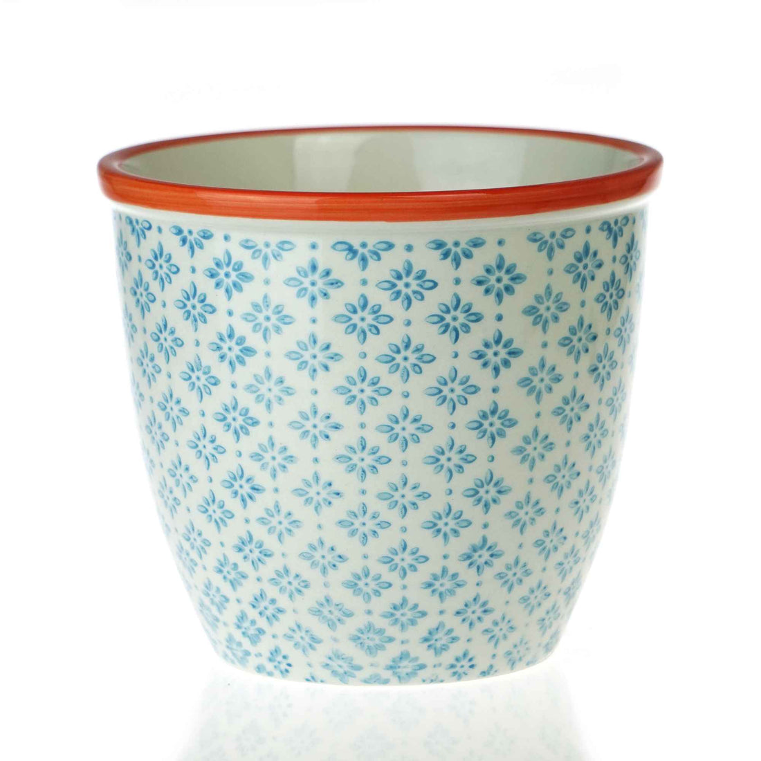 Nicola Spring Patterned Garden Plant Pot - Blue and Orange