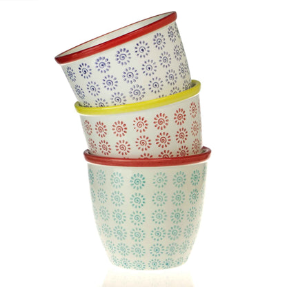 Nicola Spring Patterned Garden Plant Pot - Turquoise and Red