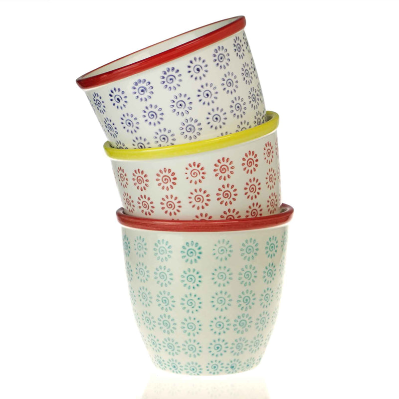 Nicola Spring Patterned Garden Plant Pot - Red and Yellow