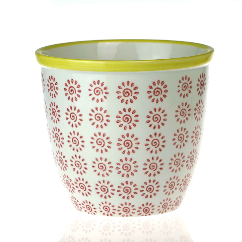 Nicola Spring Patterned Garden Plant Pot - Red and Yellow