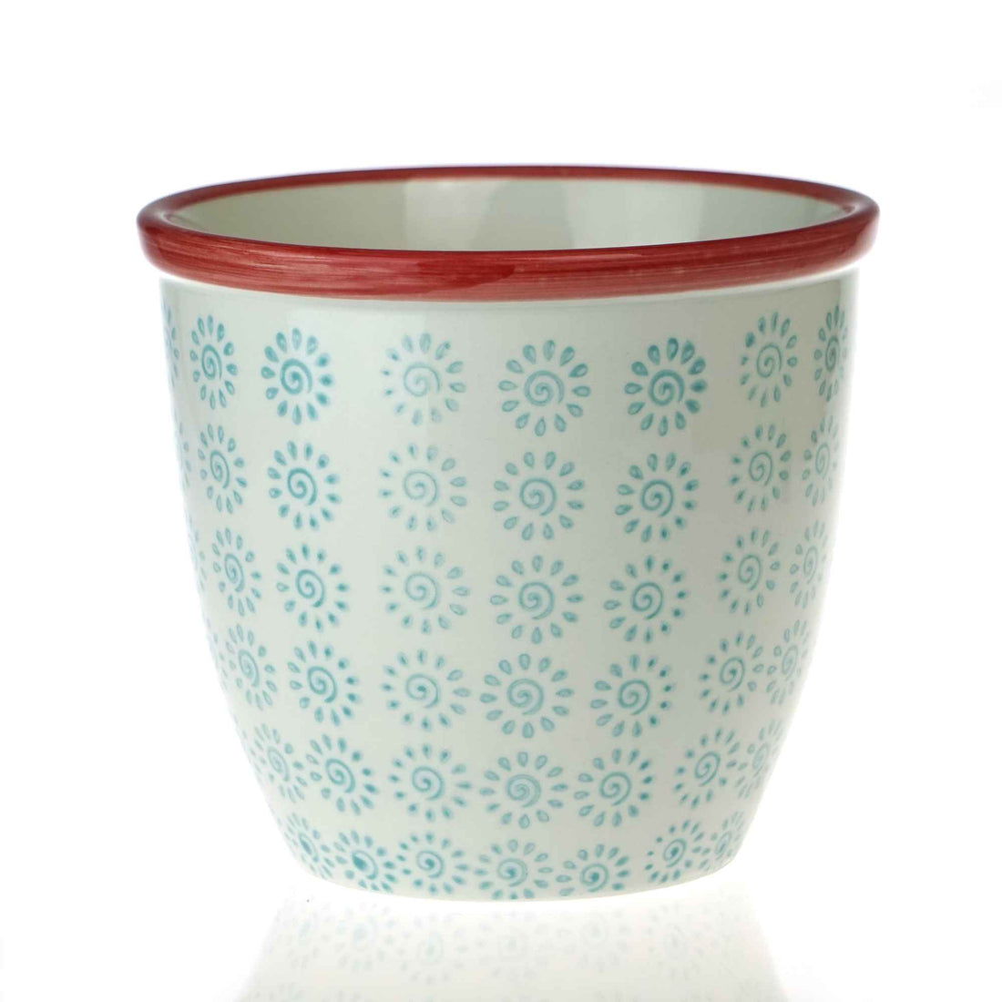 Nicola Spring Patterned Garden Plant Pot - Turquoise and Red