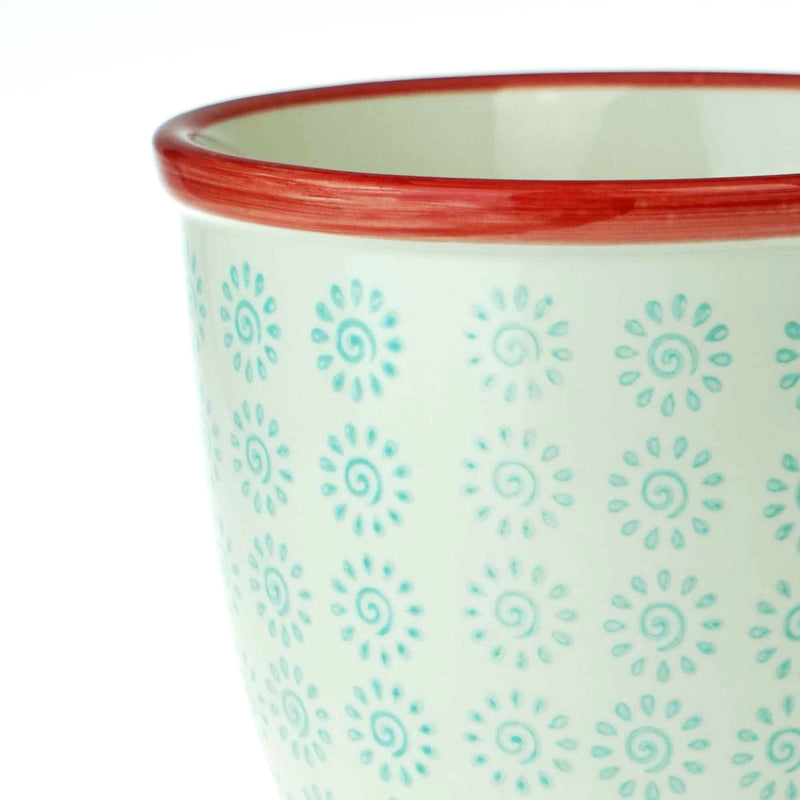 Nicola Spring Patterned Garden Plant Pot - Turquoise and Red