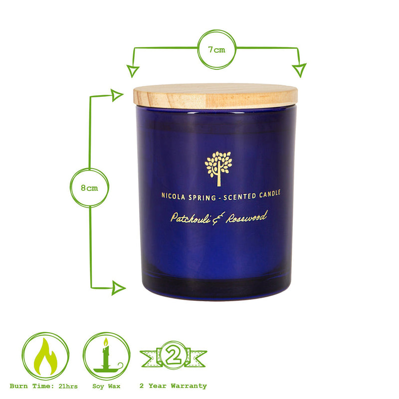 130g Patchouli & Rosewood Soy Wax Scented Candle - by Nicola Spring