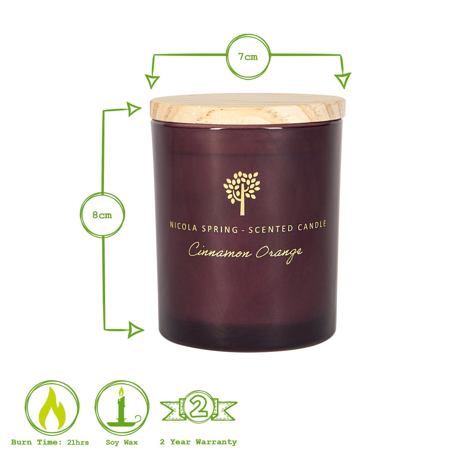 130g Cinnamon &amp; Orange Soy Wax Scented Candle - by Nicola Spring
