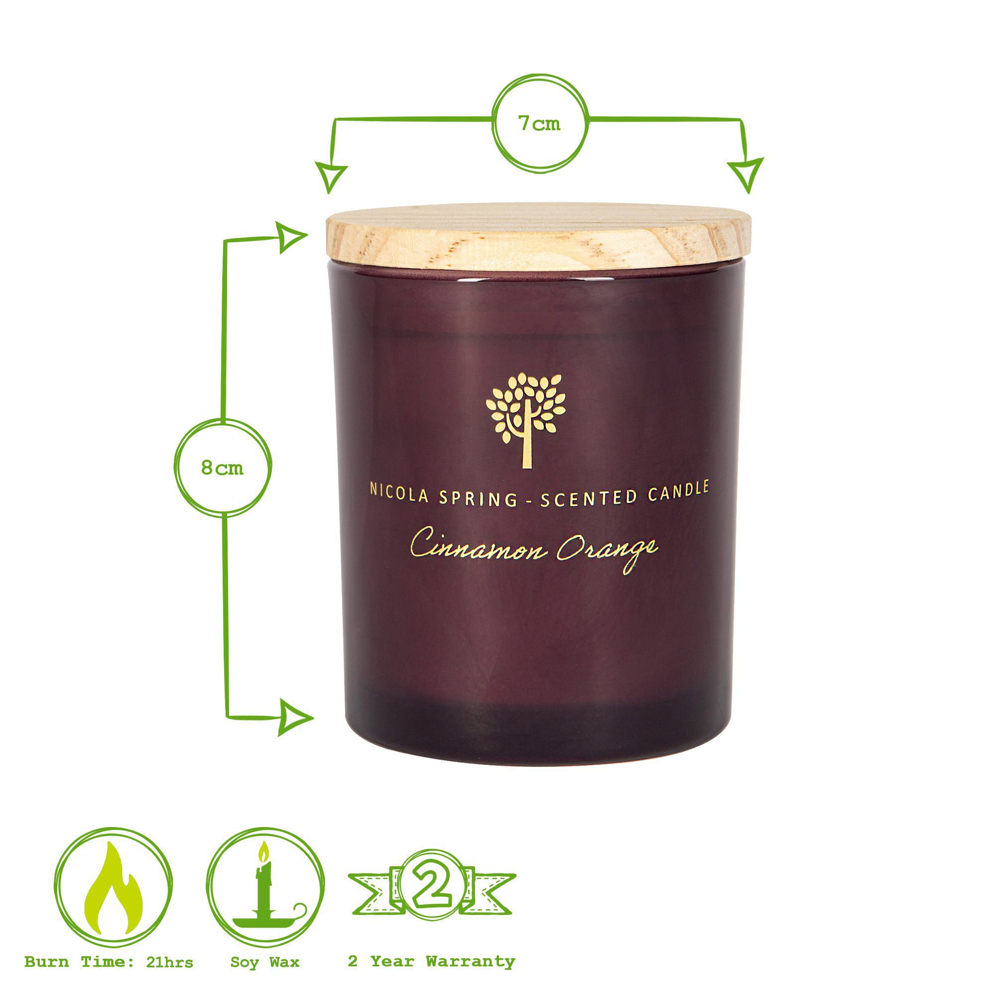 130g Cinnamon &amp; Orange Soy Wax Scented Candle - by Nicola Spring