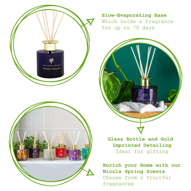 200ml Patchouli & Rosewood Reed Diffuser - By Nicola Spring