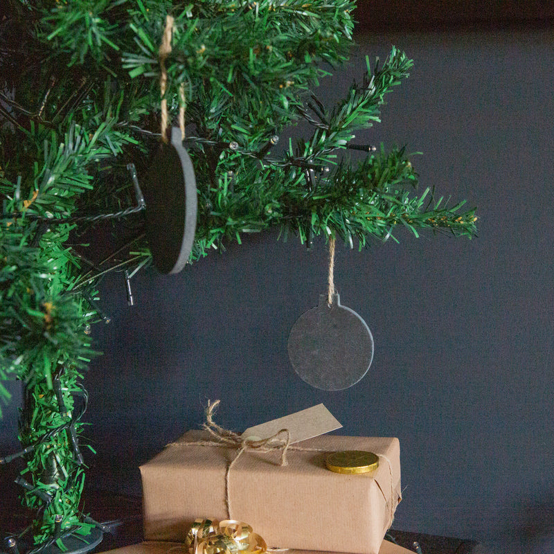 Nicola Spring Christmas Tree Hanging Slate Decoration - Bauble Design