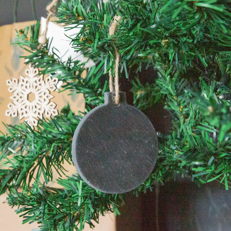 Nicola Spring Christmas Tree Hanging Slate Decoration - Bauble Design